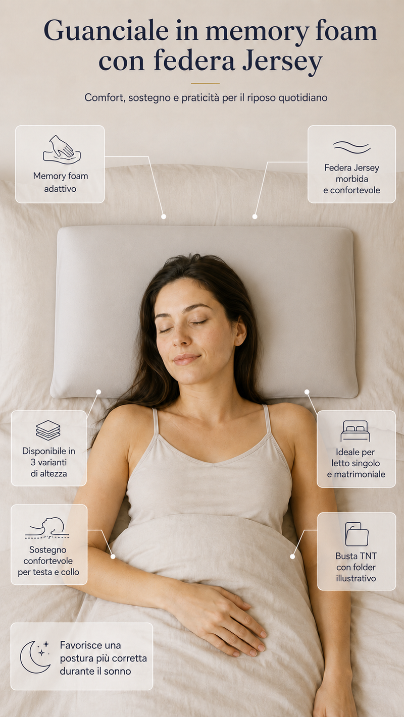 Guanciale in memory foam con federa Jersey