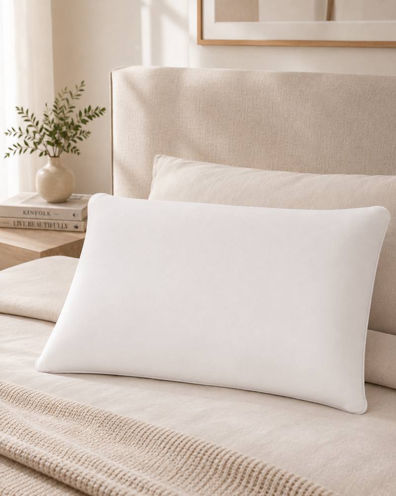 Guanciale in memory foam con federa jersey, bottiglietta igienizzante "OXY"