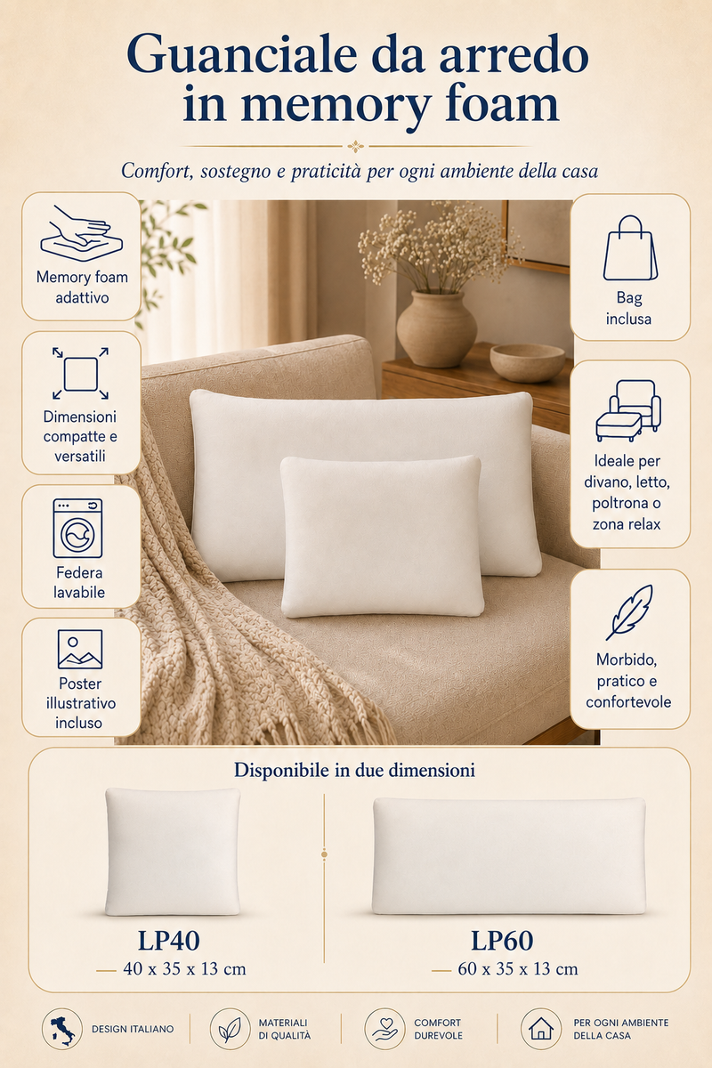Guanciale da arredo in memory foam