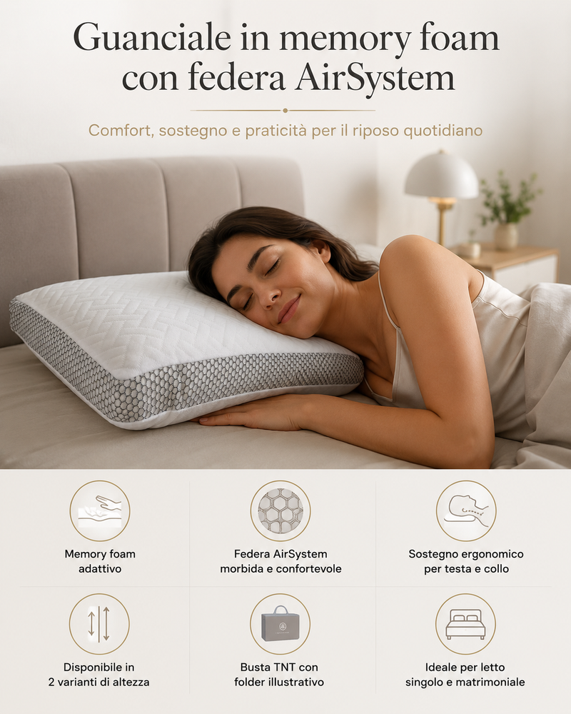 Guanciale in memory foam con federa AirSystem