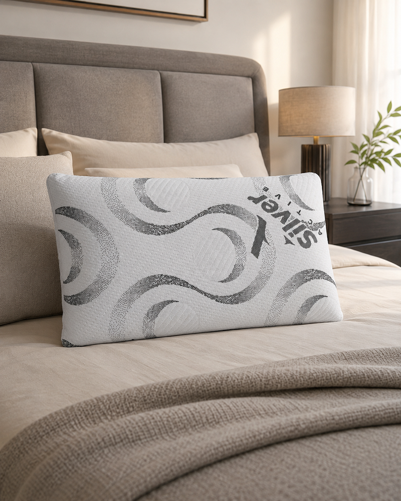 Guanciale in memory foam con federa silver active