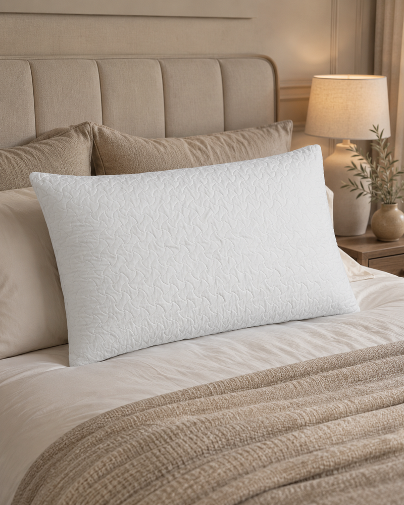 Guanciale in fiocco di memory foam con federa cucita