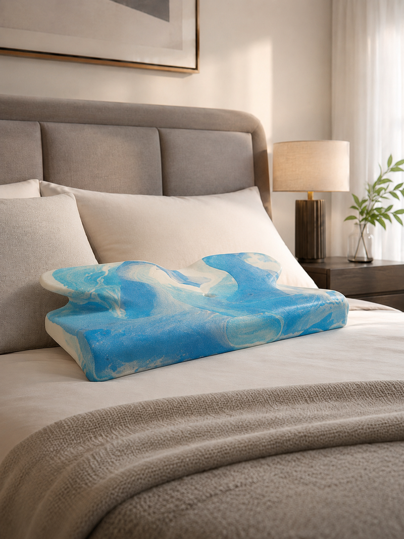 Guanciale ergonomico ortocervicale Acqua Gel in memory foam "Fly"