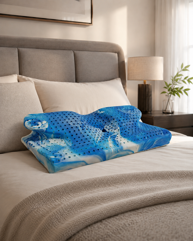 Guanciale forato ergonomico ortocervicale Acqua Gel in memory foam "Fly"
